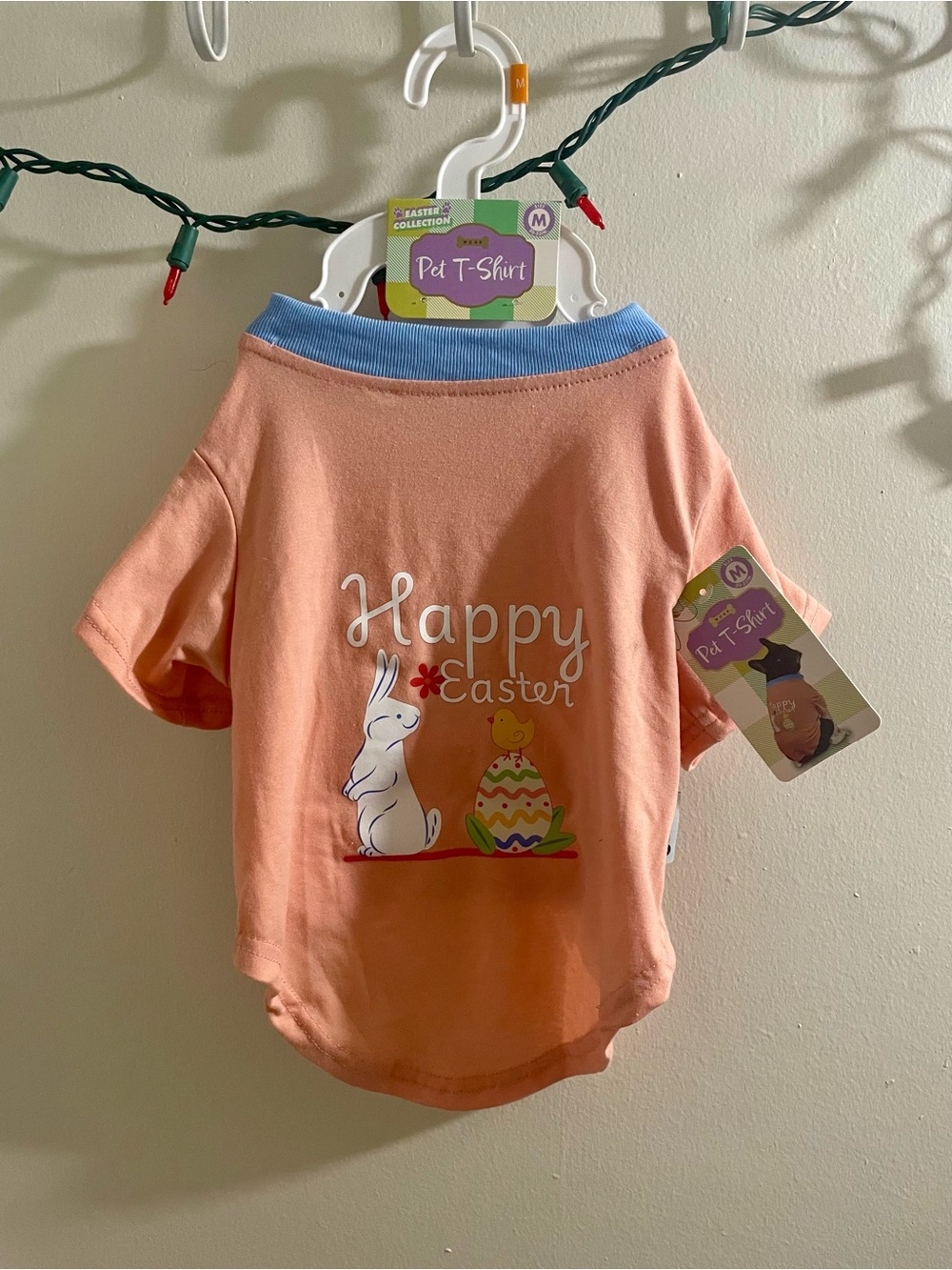 NWT Kohl's Woof Happy Easter Peach Pink Graphic Pet Dog T-Shirt Size Medium Woof